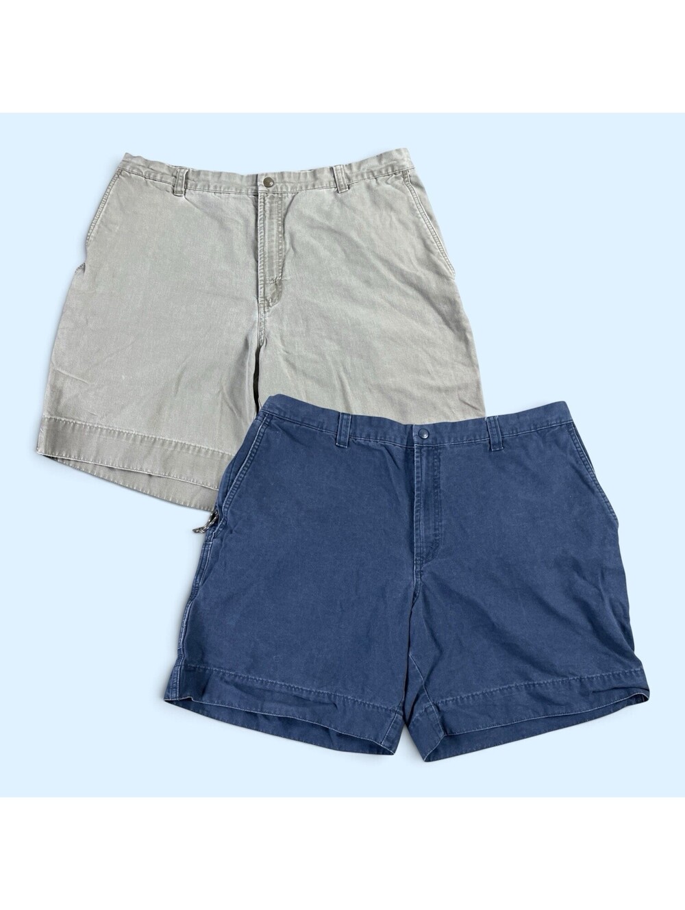 ( Lot Of 2 ) Columbia Canvas Utility Shorts Navy Blue Beige Men’s 38 X 8 Inseam